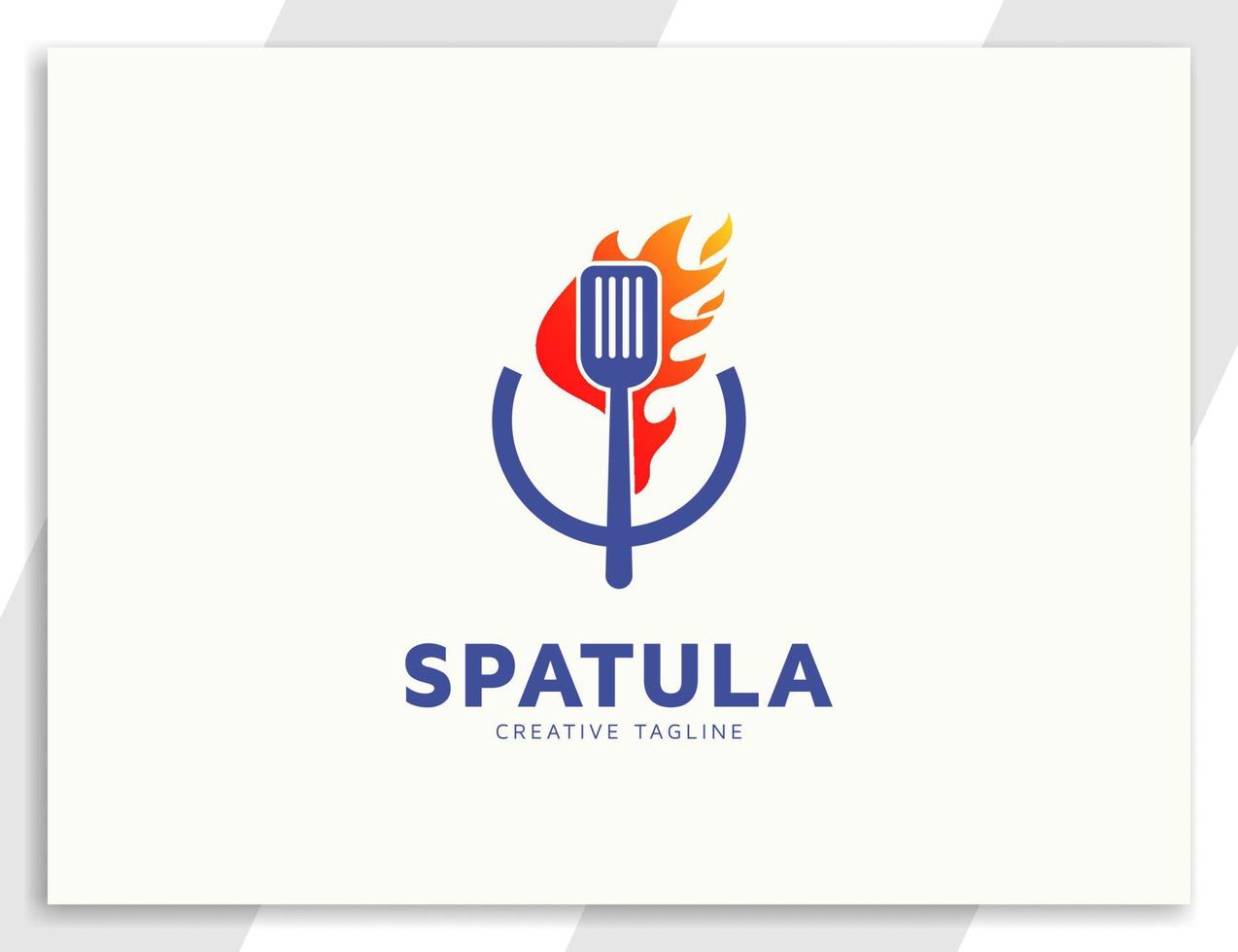 illustrazione di spatola e fuoco, logo di cibo culinario ristorante vettore