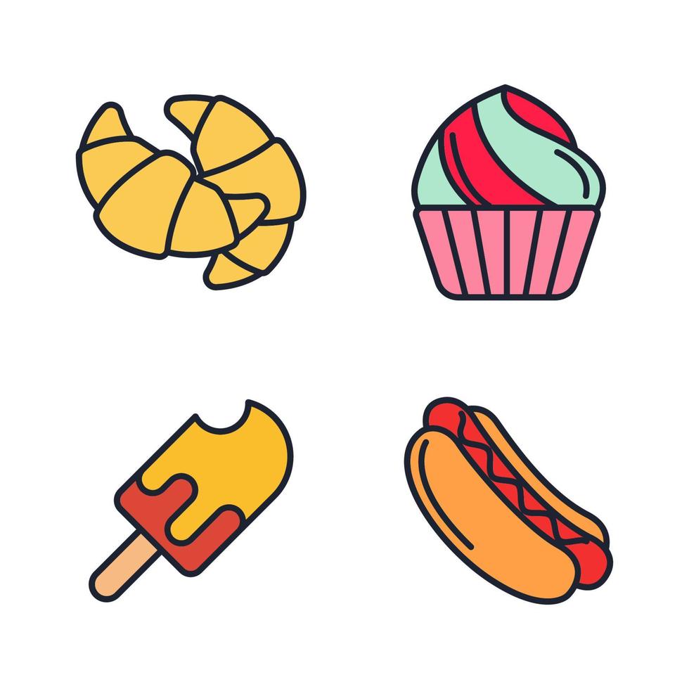 fast food elementi set icona simbolo modello per grafica e web design raccolta logo illustrazione vettoriale
