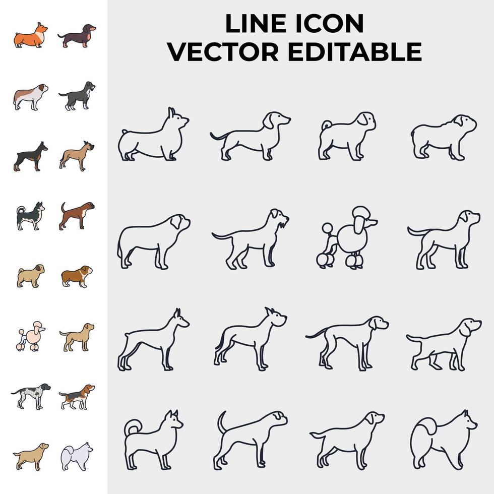 i cani impostano il modello di simbolo dell'icona per l'illustrazione vettoriale del logo della raccolta di grafica e web design