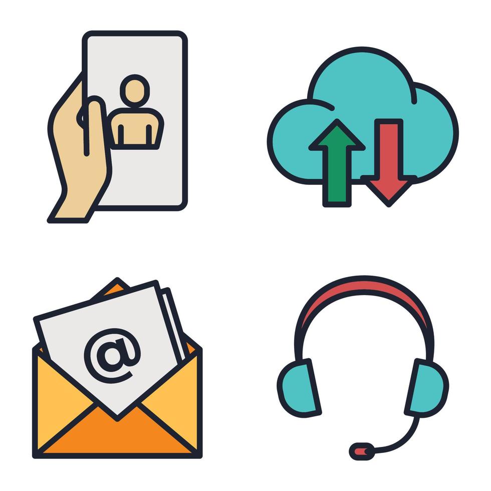 media e comunicazione set icona simbolo modello per grafica e web design raccolta logo illustrazione vettoriale