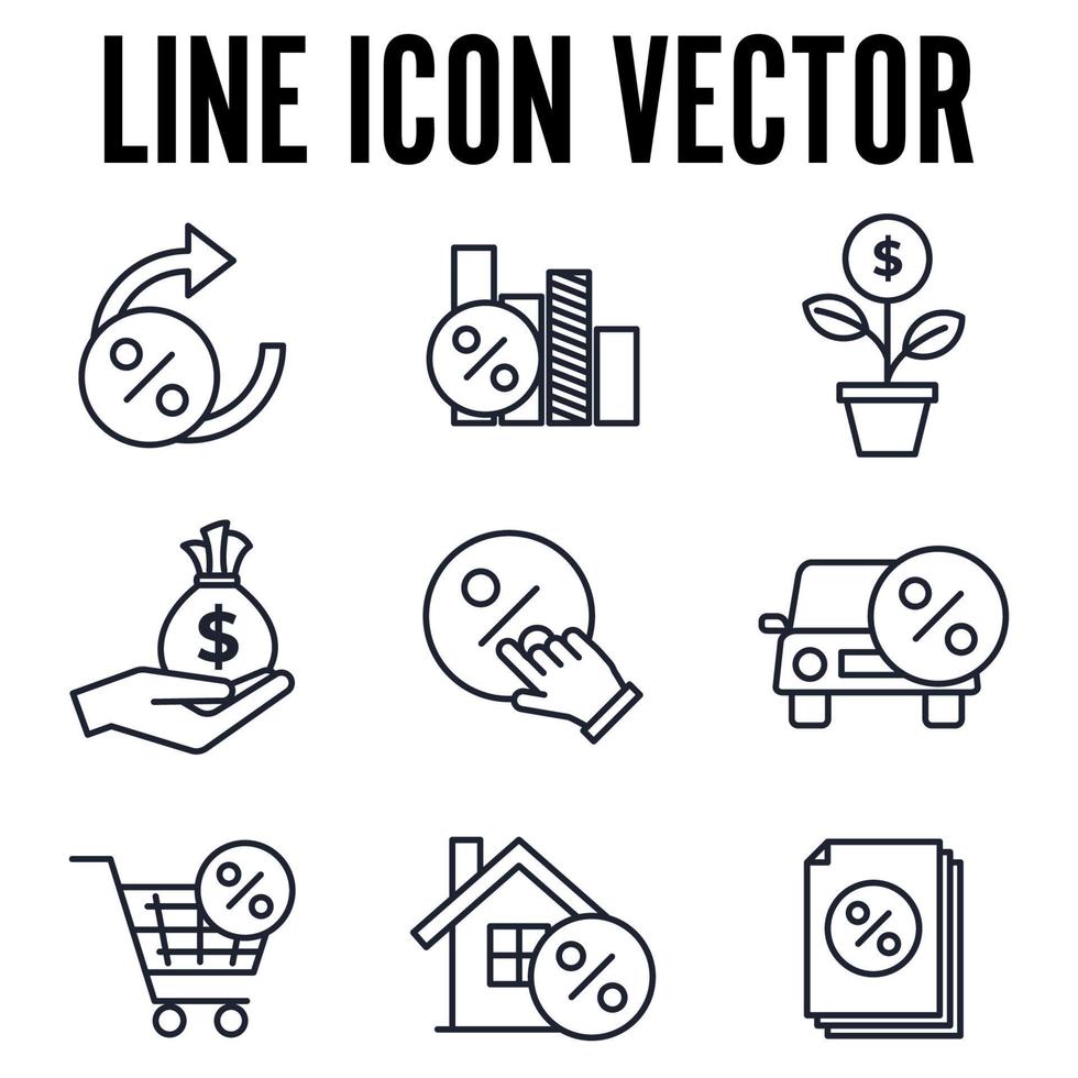 modello di simbolo dell'icona del set di credito e prestito per l'illustrazione vettoriale del logo della raccolta di grafica e web design
