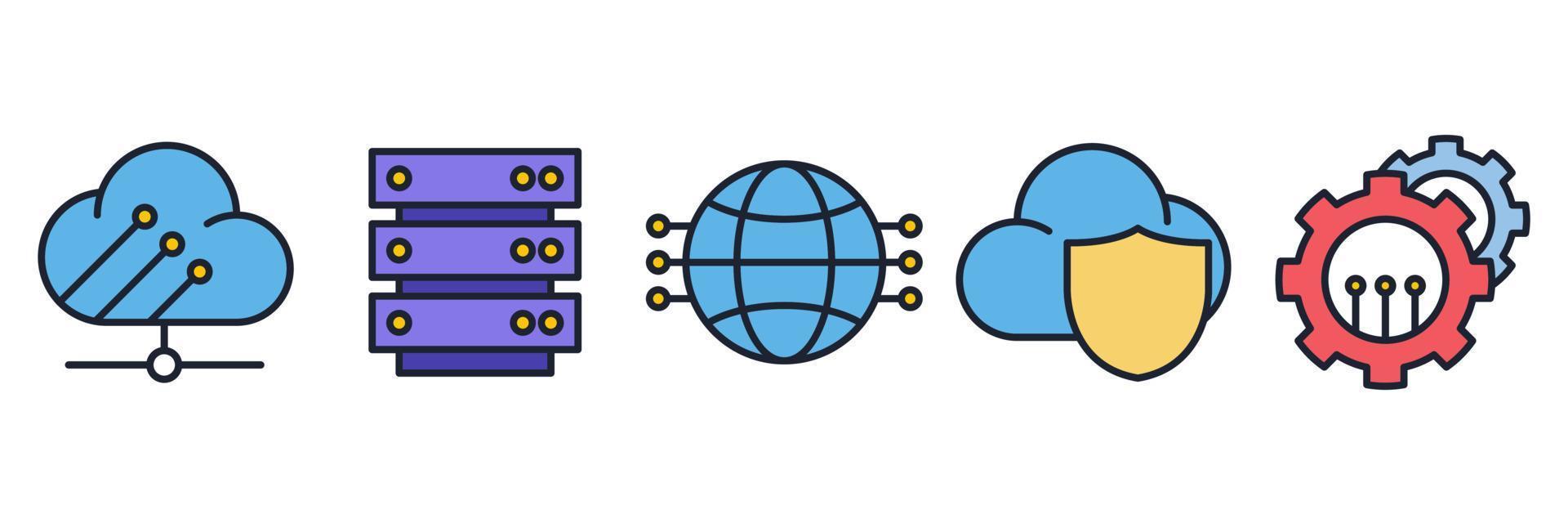 modello di simbolo dell'icona del set di hosting per l'illustrazione vettoriale del logo della raccolta di grafica e web design