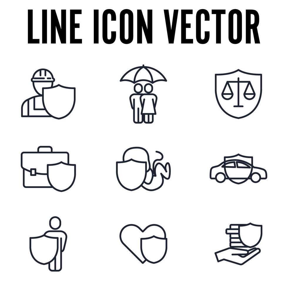 modello di simbolo dell'icona del set di assicurazione per l'illustrazione vettoriale del logo della raccolta di grafica e web design