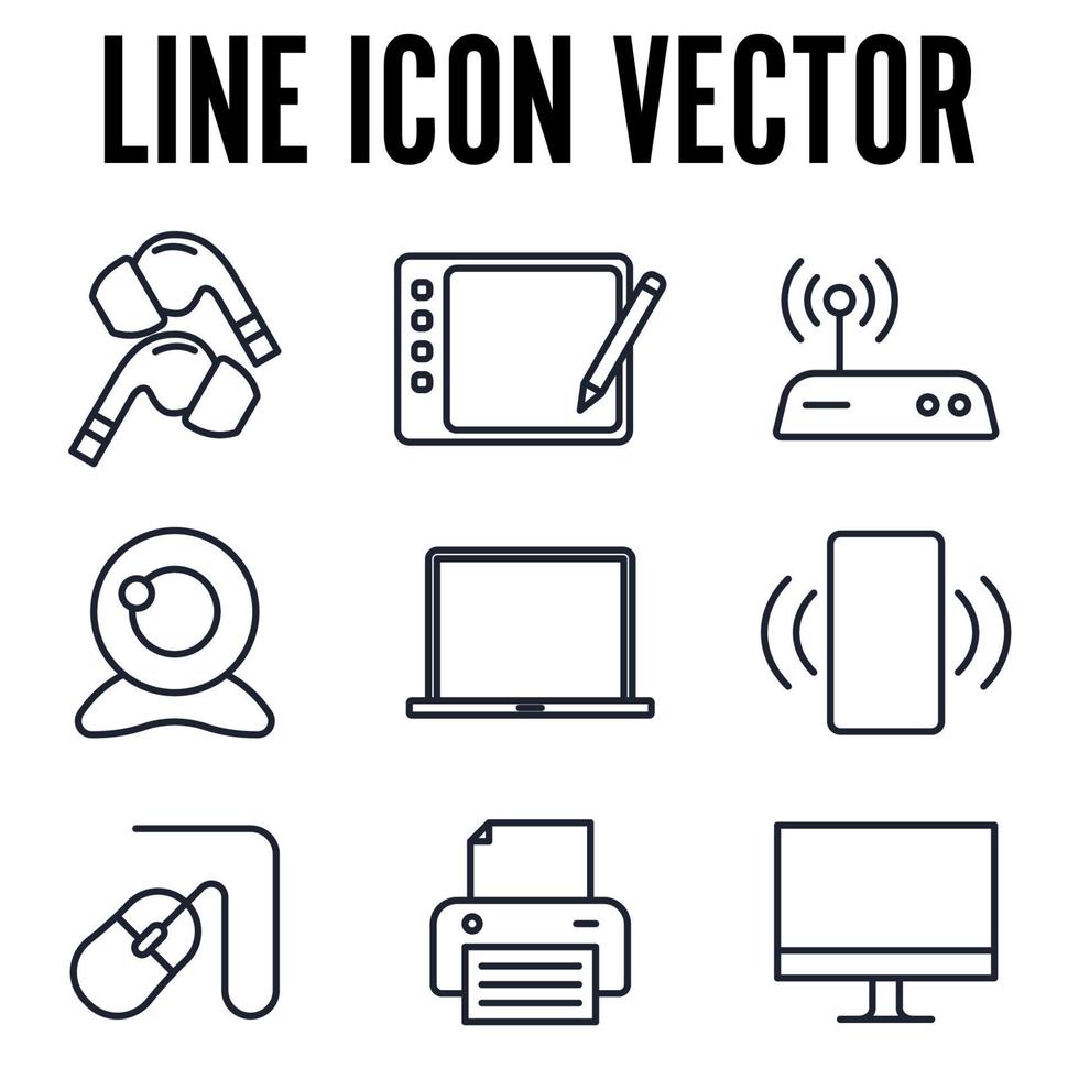 dispositivo tecnologico set icona simbolo modello per grafica e web design raccolta logo illustrazione vettoriale