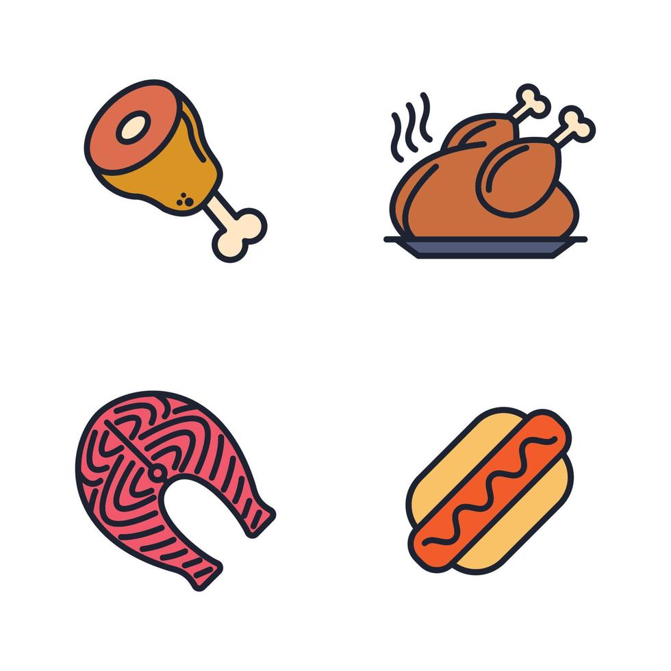 cibo a base di carne set icona simbolo modello per grafica e web design collezione logo illustrazione vettoriale
