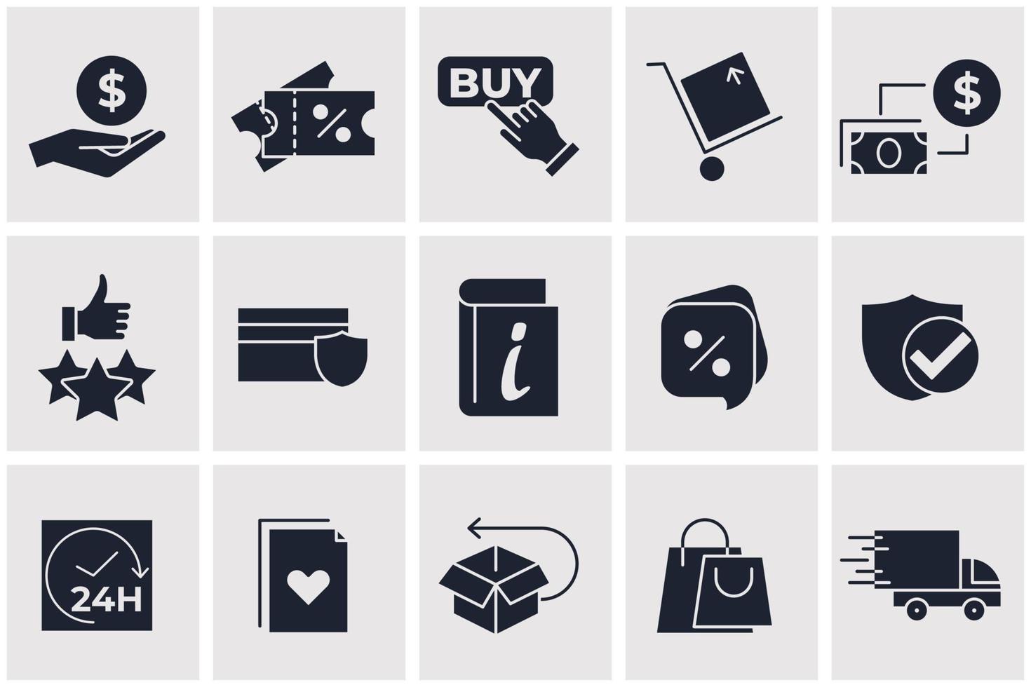 e-commerce, shopping online set icona simbolo modello per grafica e web design raccolta logo illustrazione vettoriale