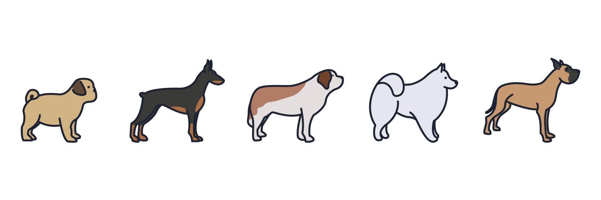 i cani impostano il modello di simbolo dell'icona per l'illustrazione vettoriale del logo della raccolta di grafica e web design