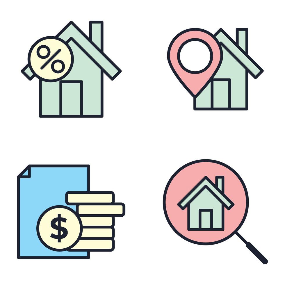 gli elementi immobiliari impostano il modello di simbolo dell'icona per l'illustrazione di vettore del logo della raccolta di progettazione grafica e web