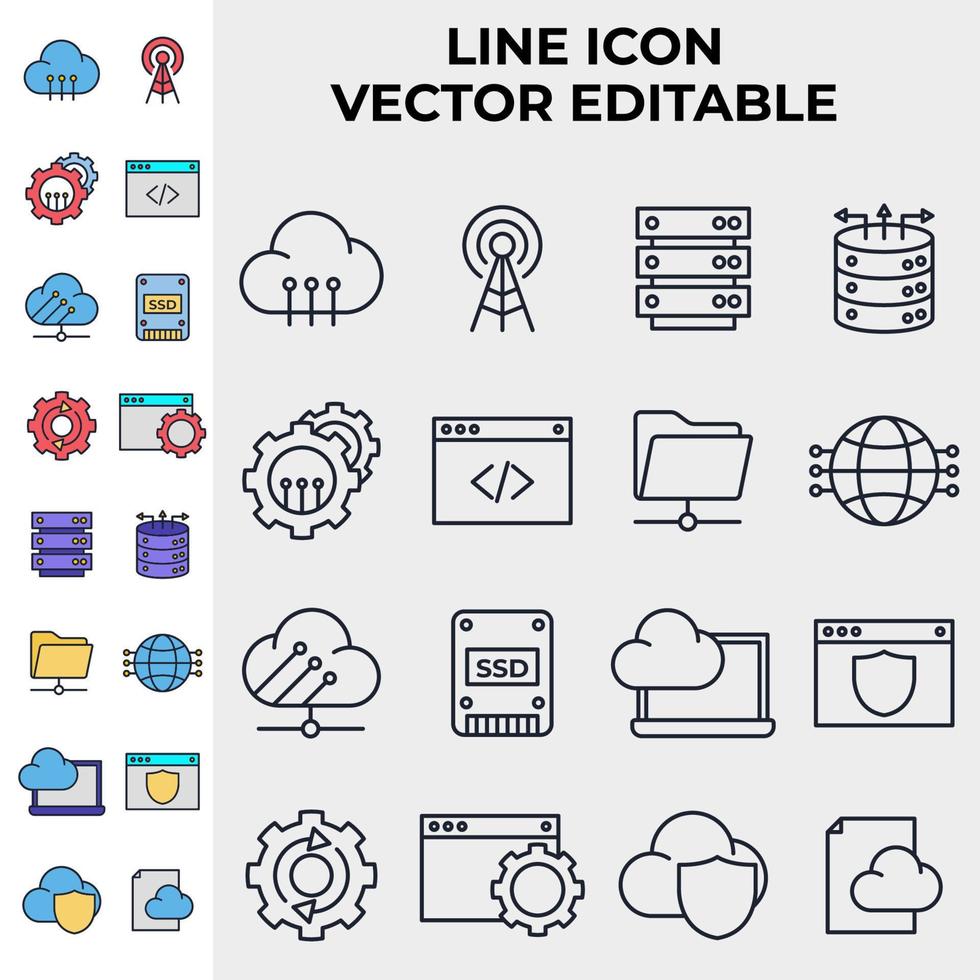 modello di simbolo dell'icona del set di hosting per l'illustrazione vettoriale del logo della raccolta di grafica e web design