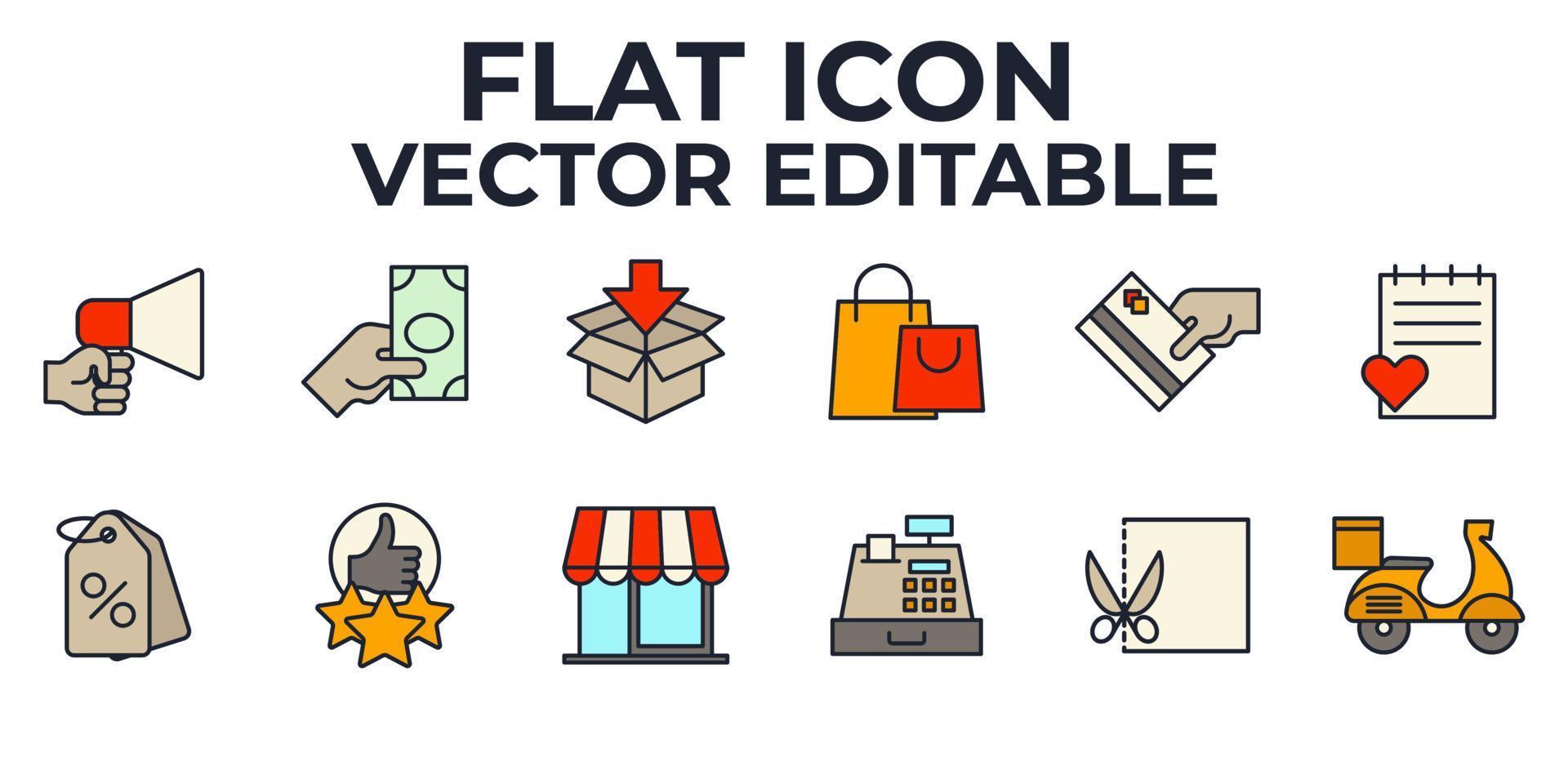 e-commerce. shopping online set icona simbolo modello per grafica e web design collezione logo illustrazione vettoriale