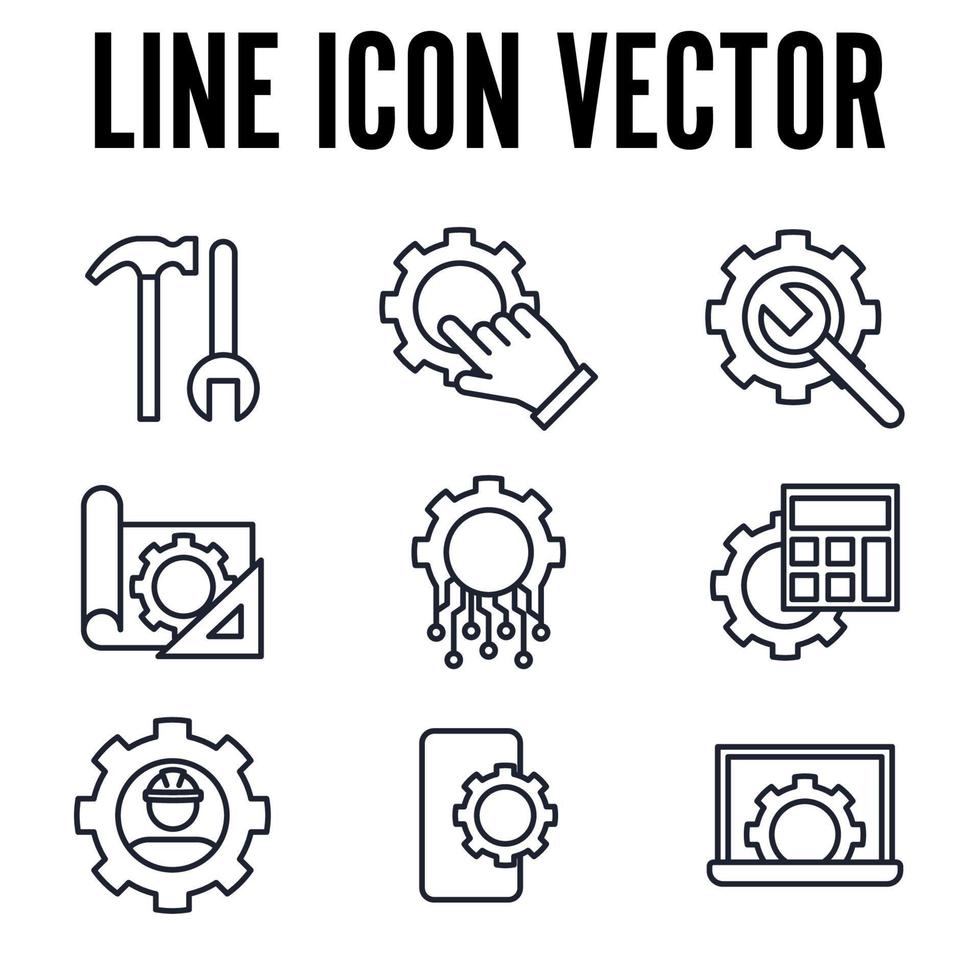 modello di simbolo dell'icona del set di ingegneria per l'illustrazione vettoriale del logo della raccolta di grafica e web design