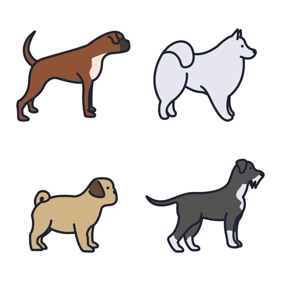 i cani impostano il modello di simbolo dell'icona per l'illustrazione vettoriale del logo della raccolta di grafica e web design