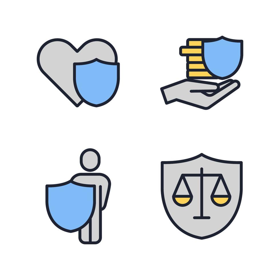 modello di simbolo dell'icona del set di assicurazione per l'illustrazione vettoriale del logo della raccolta di grafica e web design