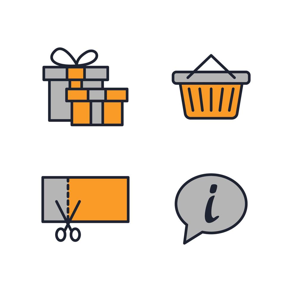 gli elementi dello shopping del mercato impostano il modello di simbolo dell'icona per l'illustrazione di vettore del logo della raccolta di progettazione grafica e web