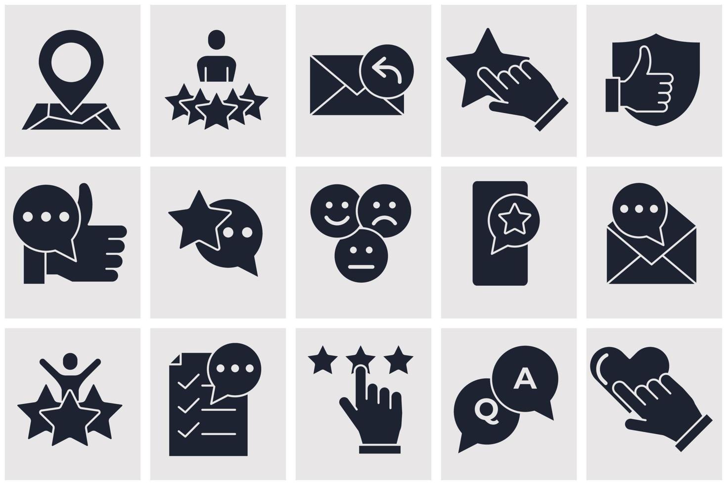 testimonianze feedback set icona simbolo modello per grafica e web design raccolta logo illustrazione vettoriale