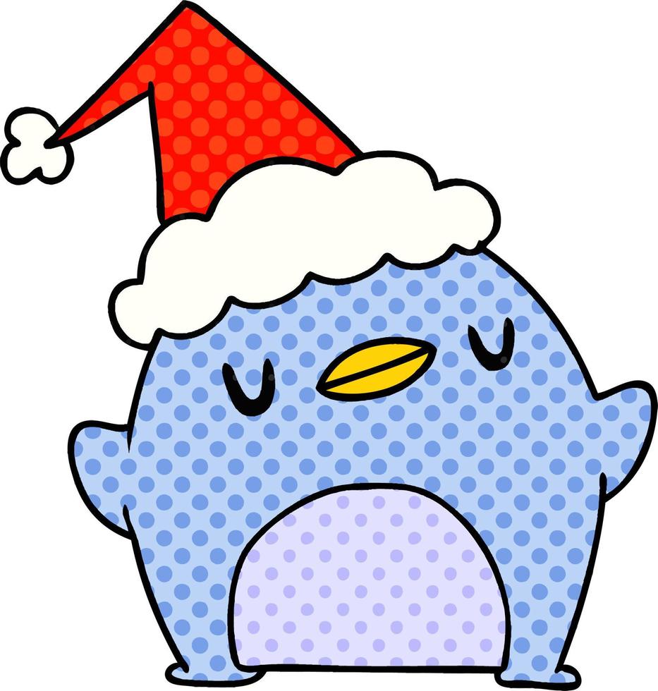 cartone animato di natale del pinguino kawaii vettore