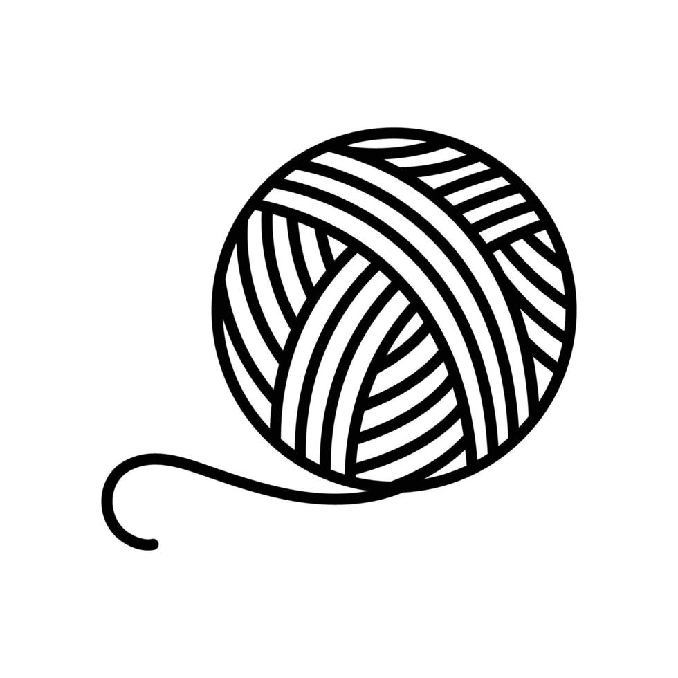 vettore di disegno dell'icona del logo del filato di lana