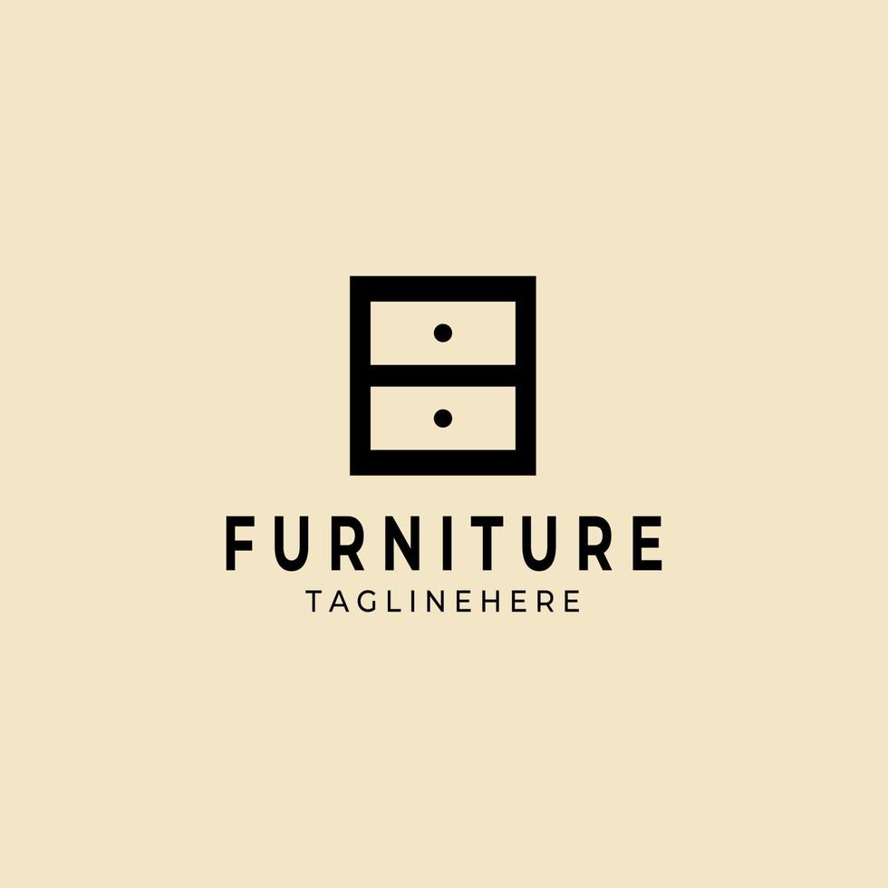 design minimalista dell'illustrazione di vettore del logo degli interni dei mobili del cassetto