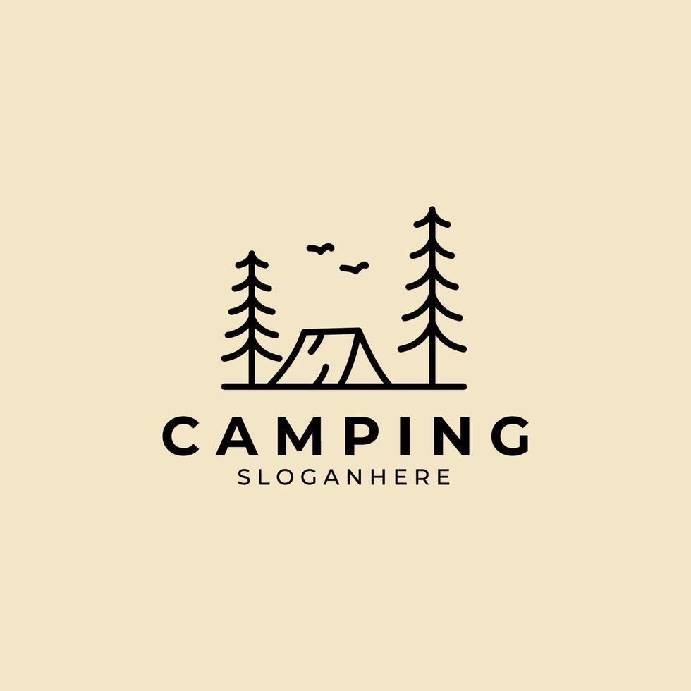 campeggio logo line art design minimalista di illustrazione vettoriale