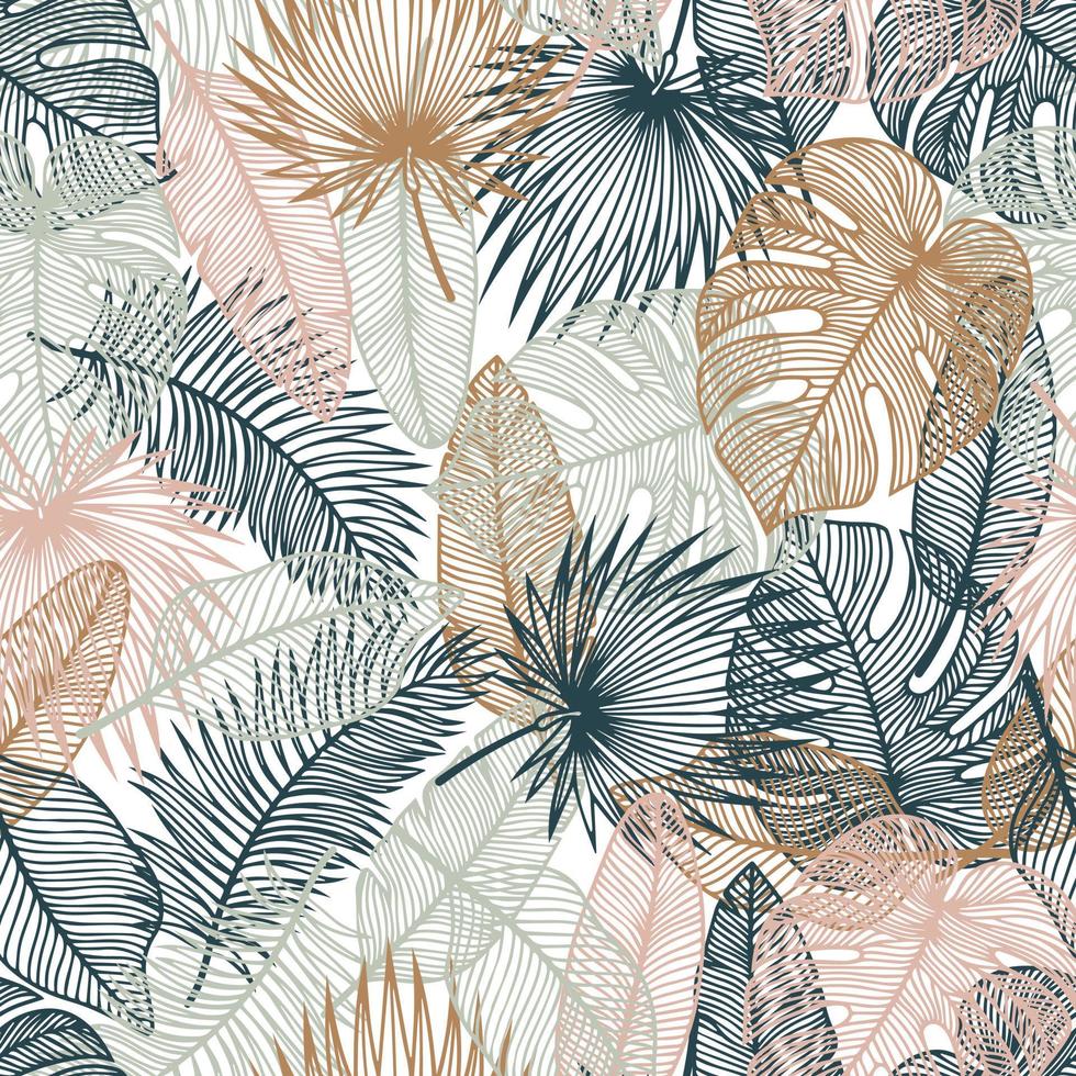 sfondo tropicale foglie di palma vettore modello senza cuciture