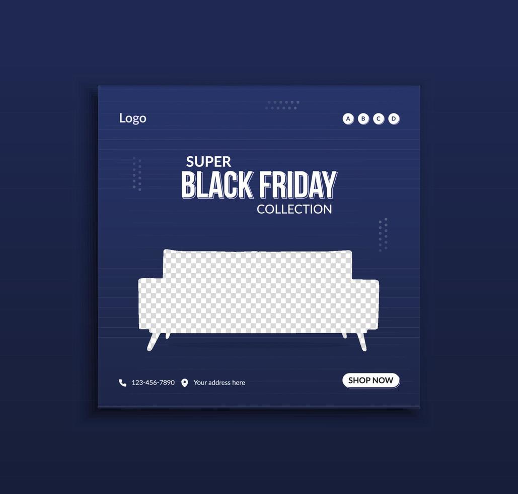 post sui social media di vendita del black friday e modello di banner web vettore