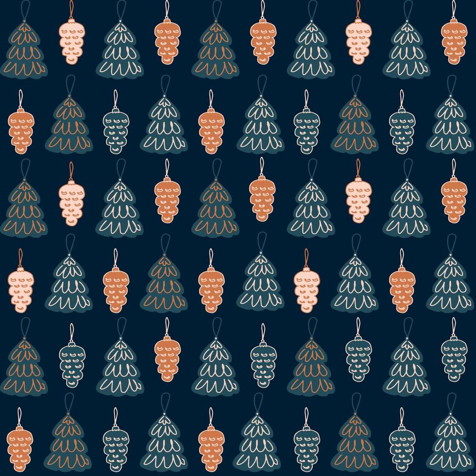 sfondo di natale decorazioni per l'albero di natale e coni vector seamless pattern