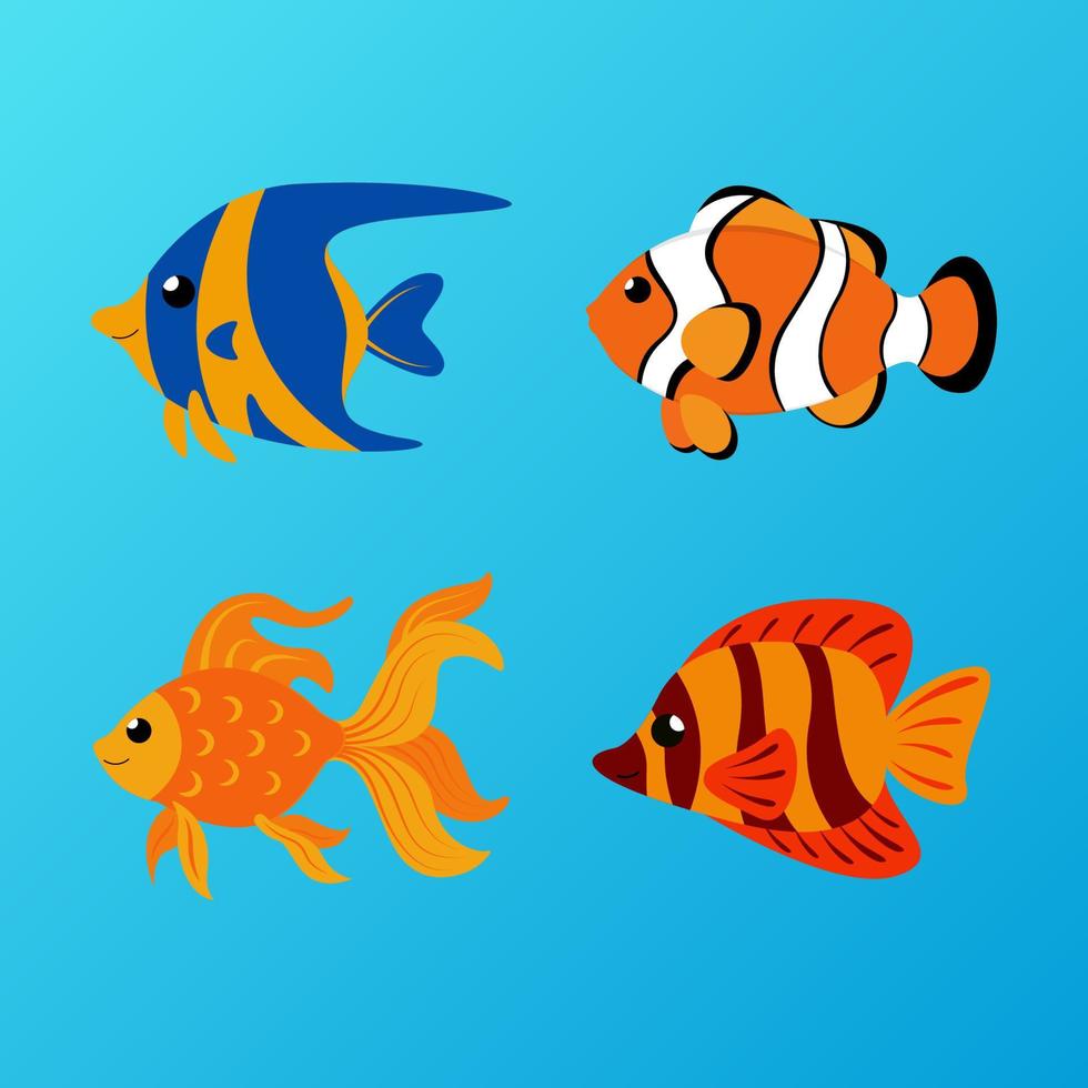 vari disegni vettoriali di illustrazione di pesce