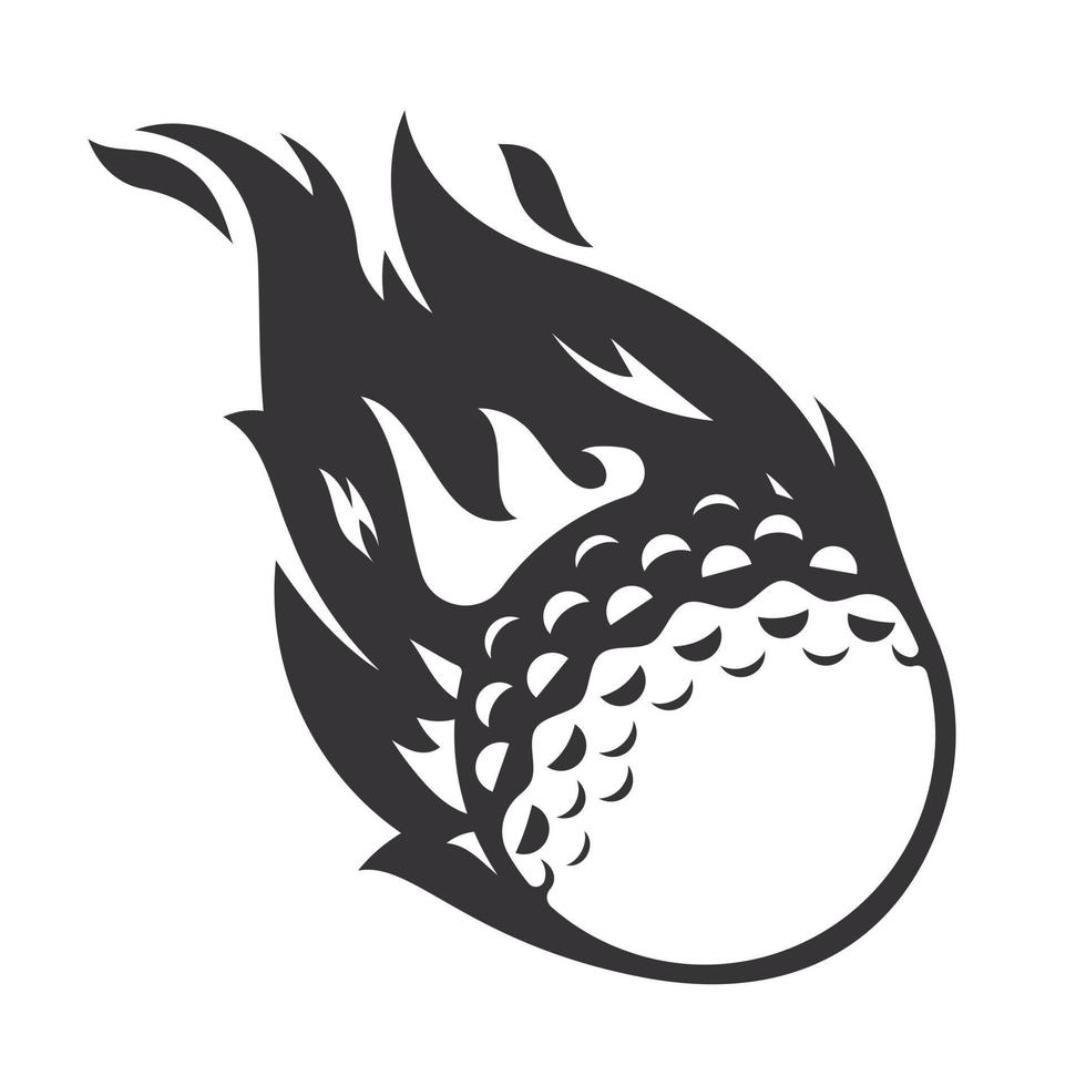 sagoma di logo fuoco di golf caldo. loghi o icone di progettazione grafica mazza da golf. illustrazione vettoriale. vettore