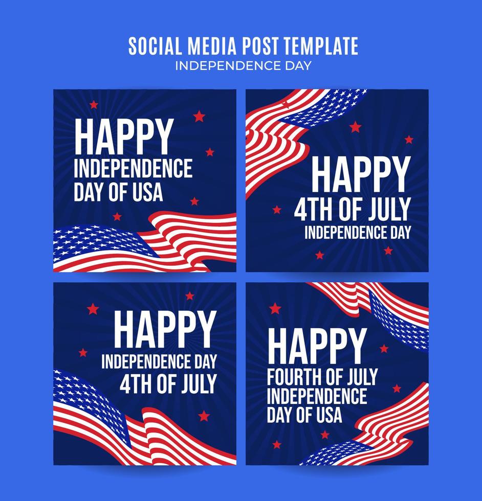 felice 4 luglio - banner web usa per il giorno dell'indipendenza per poster quadrato dei social media, banner, area spaziale e sfondo vettore