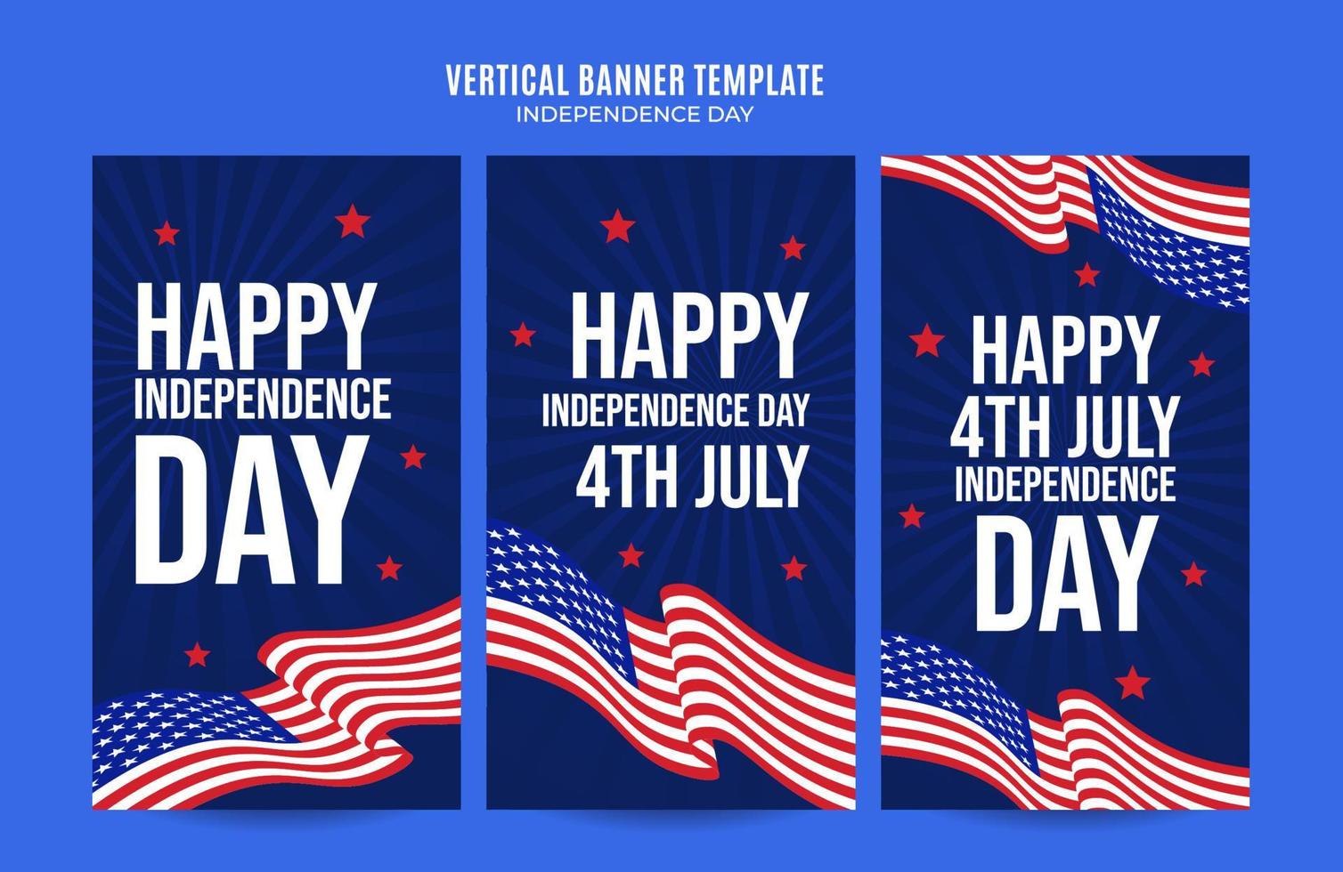 felice 4 luglio - banner web usa giorno dell'indipendenza per poster verticale dei social media, banner, area spaziale e sfondo vettore