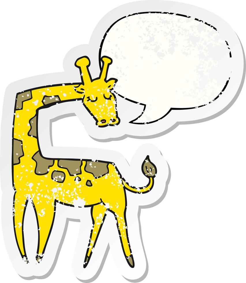 cartone animato giraffa e fumetto adesivo in difficoltà vettore