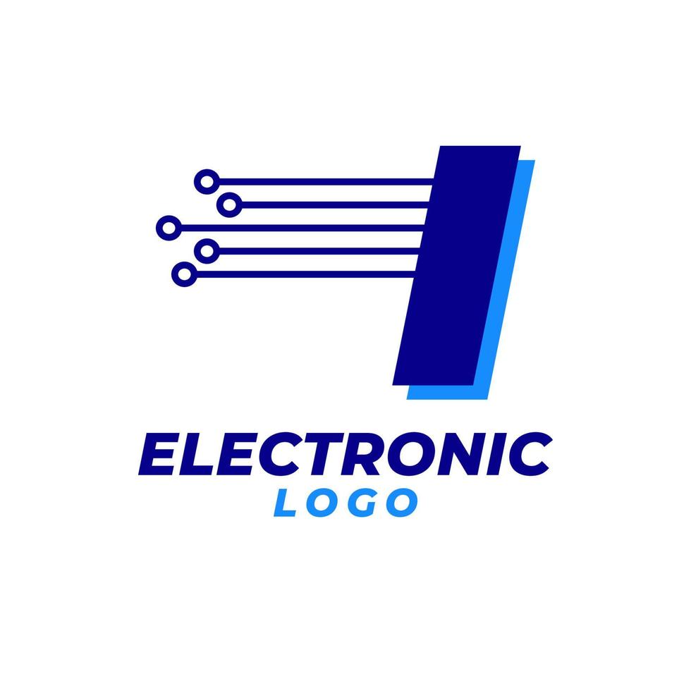 lettera i con elemento di design del logo vettoriale iniziale della decorazione del circuito elettronico