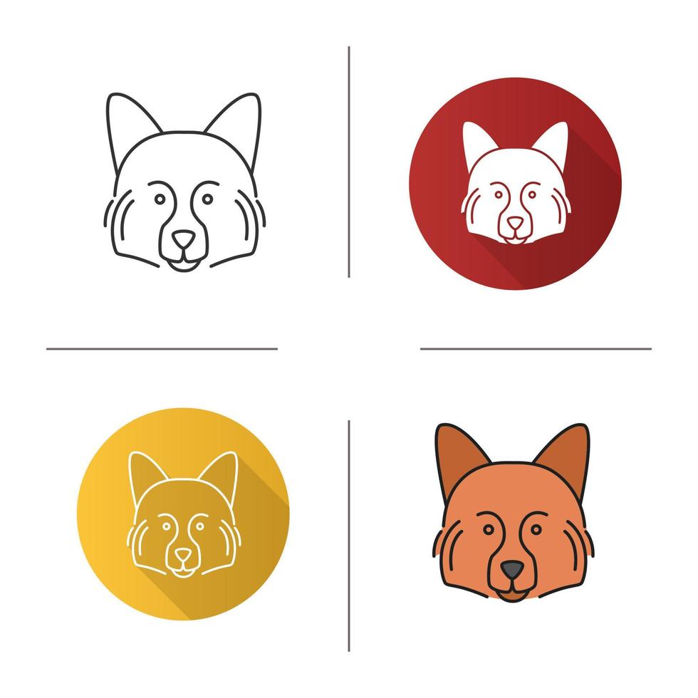 icona dello spitz tedesco. razza di cane da caccia. design piatto, stili lineari e di colore. illustrazioni vettoriali isolate