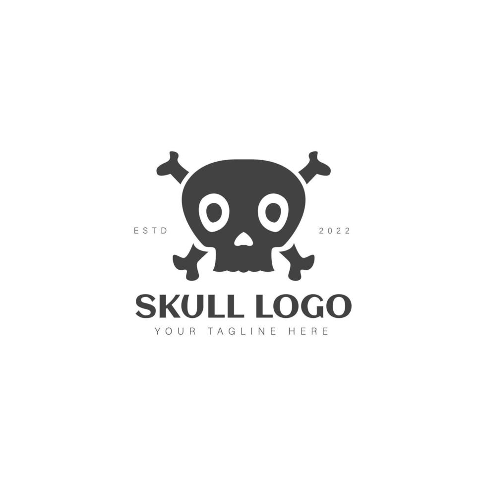 ossa incrociate hipster con illustrazione dell'icona del design del logo del cranio vettore