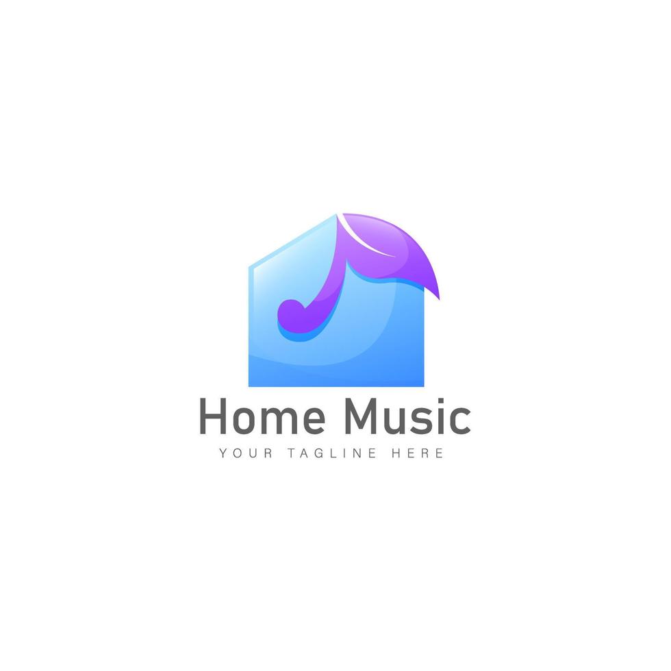 illustrazione dell'icona del design del logo sfumato di musica domestica vettore