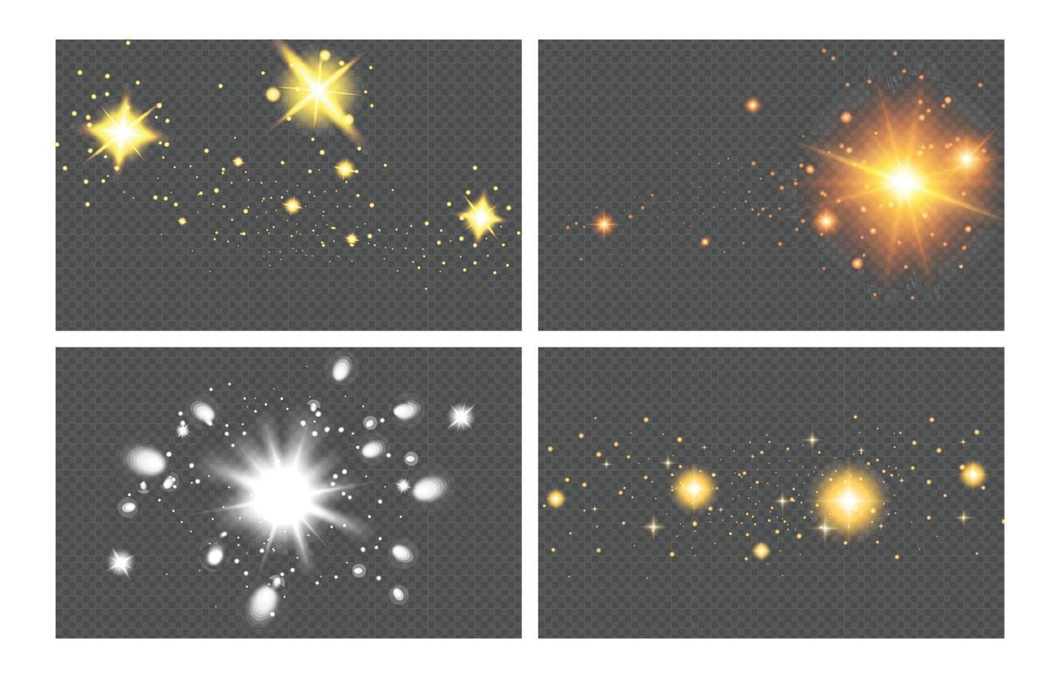 collezione di stelle trasparenti sfumate su sfondo scuro vettore