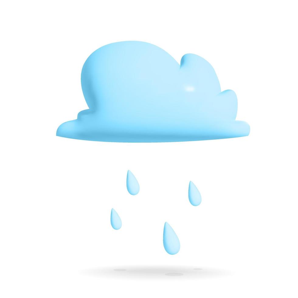 vettore nuvola 3d con illustrazione di pioggia