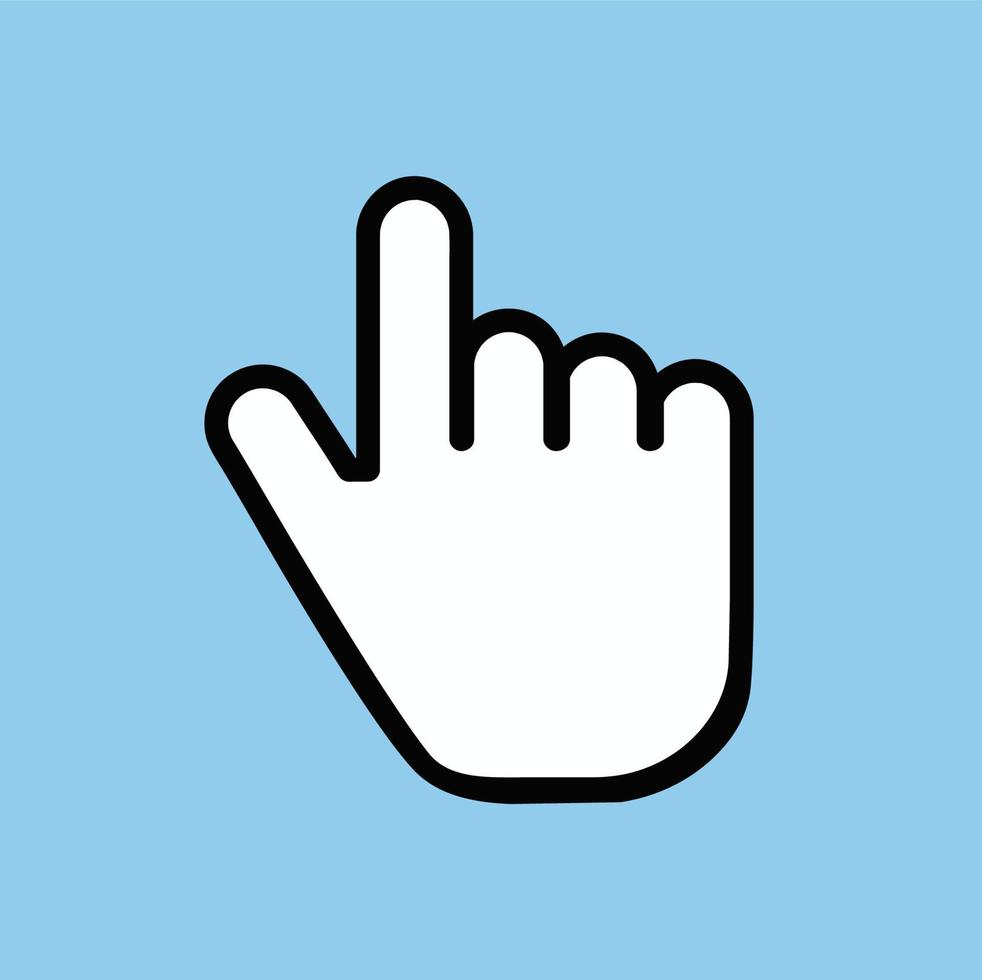 icona della mano del cursore del mouse linea nera vettore