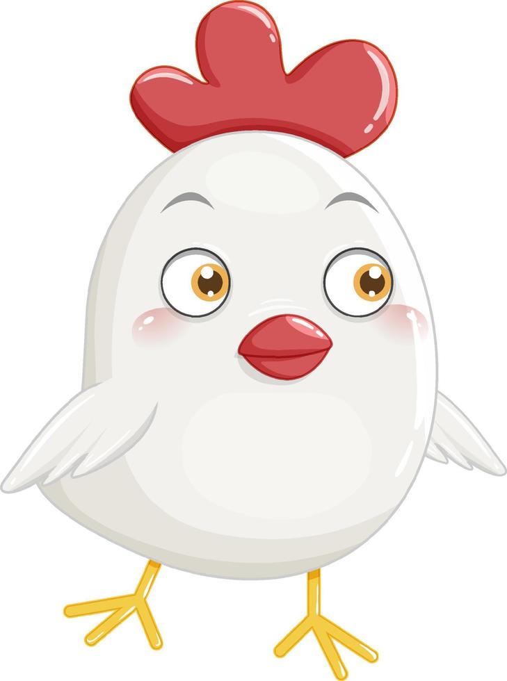 piccolo pollo bianco in stile cartone animato vettore
