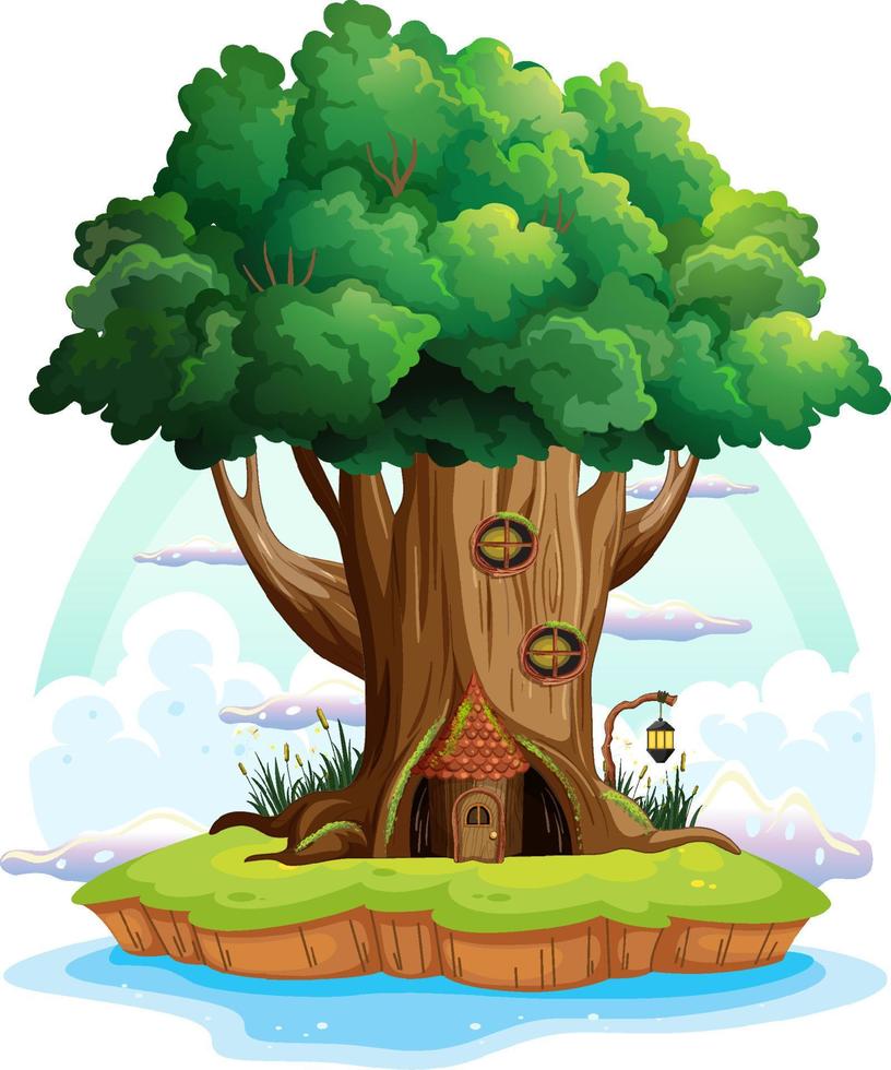 cartone animato grande albero isolato vettore