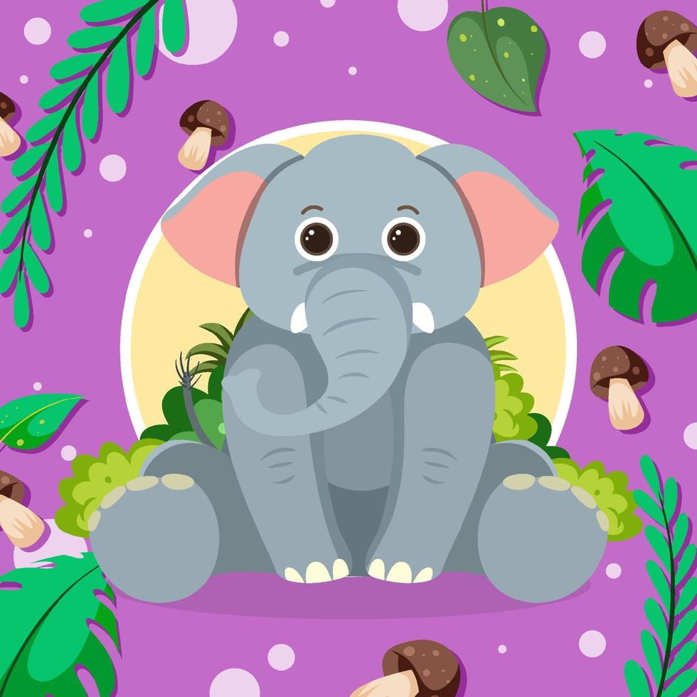 simpatico elefante in stile cartone animato piatto vettore