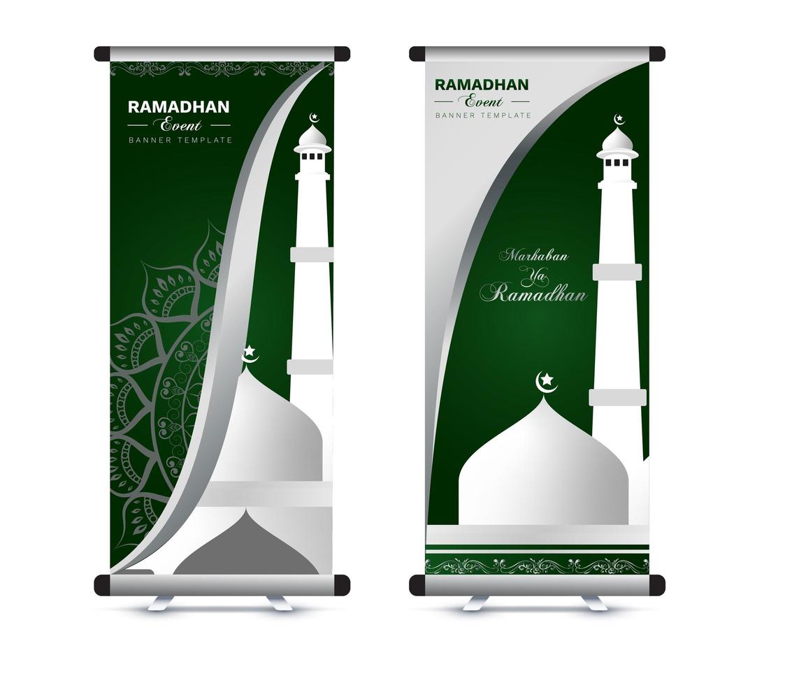 set di banner roll up ramadan vettore