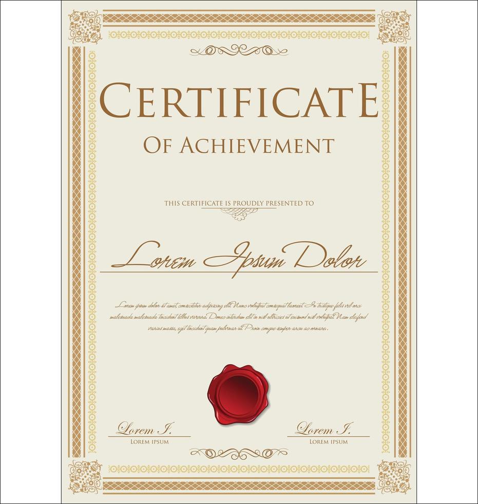 certificato d'oro o diploma design vettore