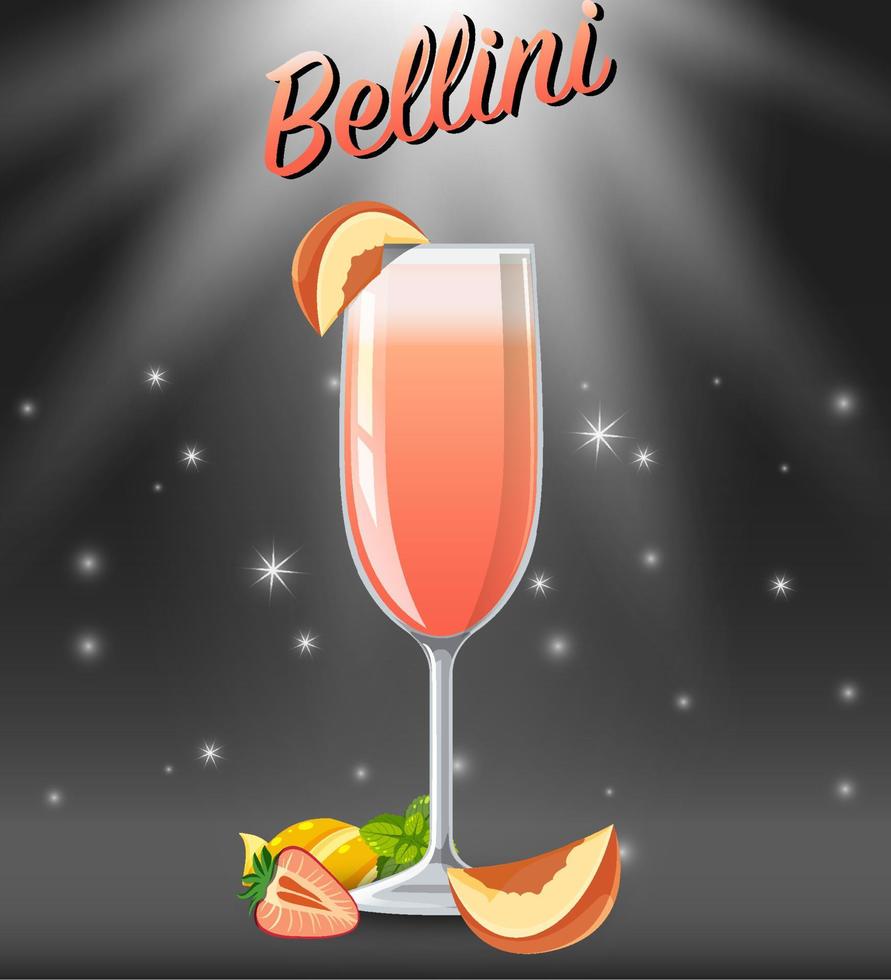 cocktail bellini nel bicchiere su sfondo frizzante vettore