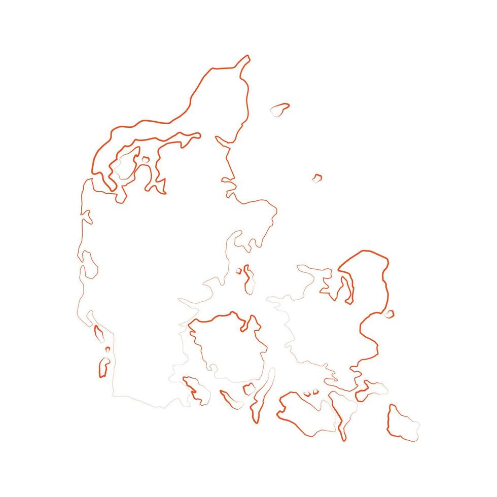 mappa della Danimarca illustrata su sfondo bianco vettore