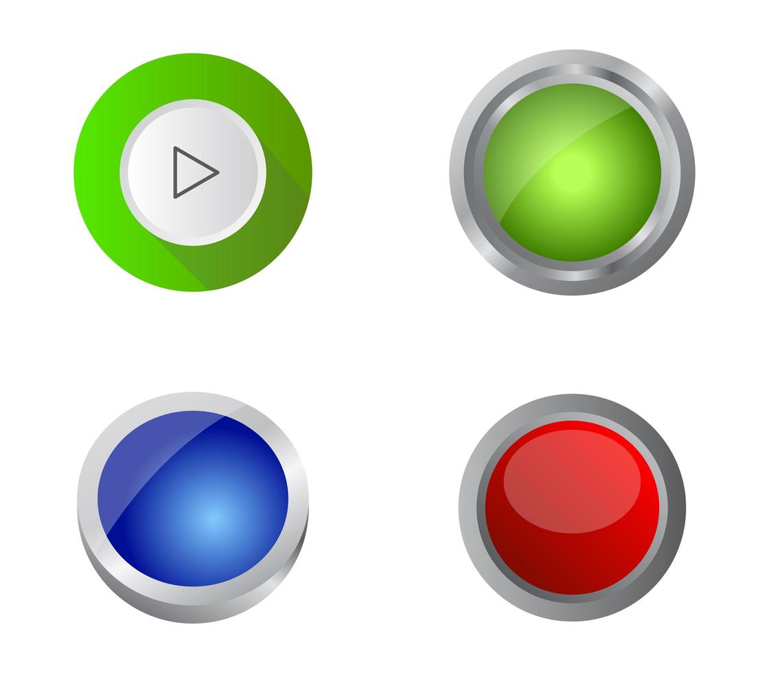 set di pulsanti web verde, blu, rosso vettore