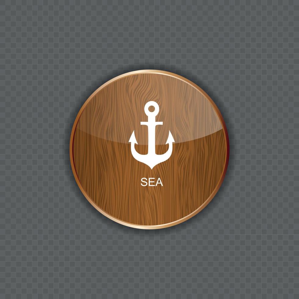 illustrazione vettoriale delle icone dell'applicazione in legno marino