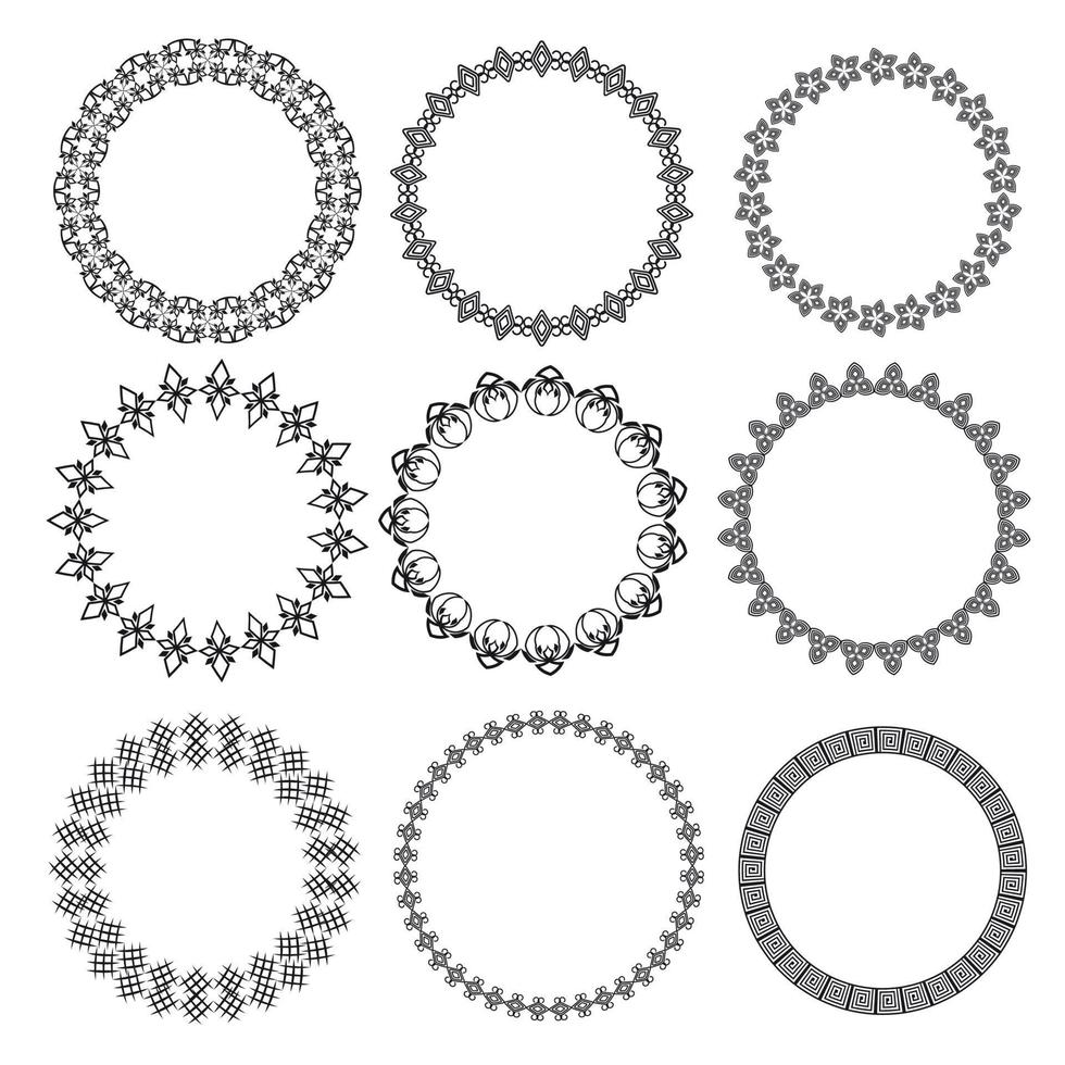 illustrazione vettoriale ornamentale rotonda etnica monocromatica