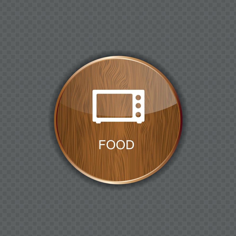 icone dell'applicazione in legno di cibi e bevande vettore