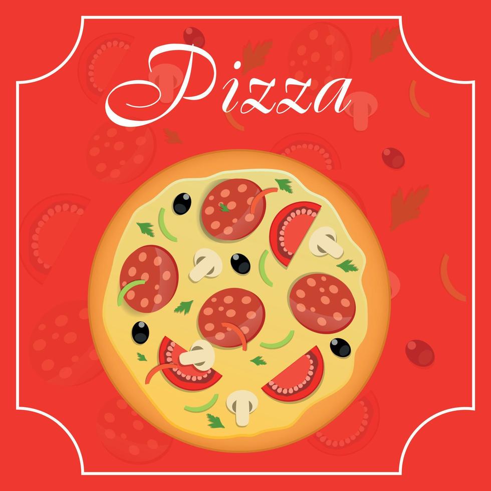 illustrazione vettoriale del modello di menu della pizza